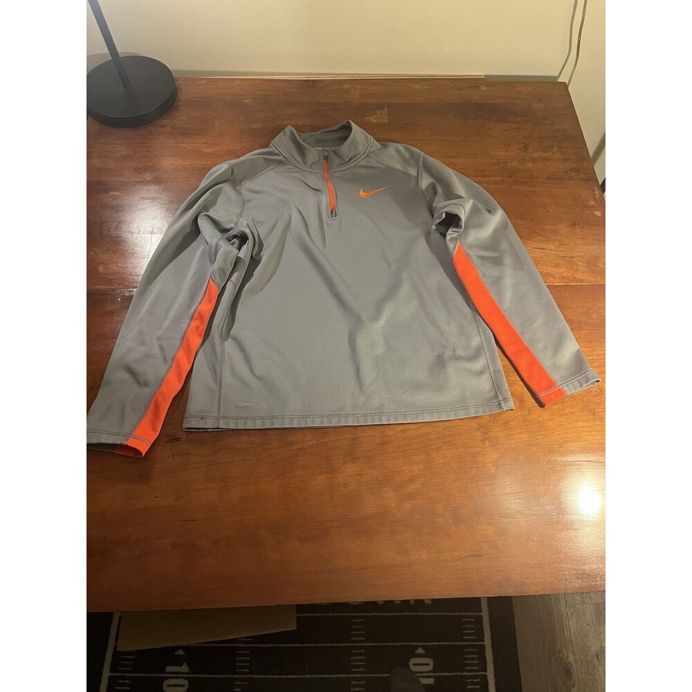 Nike Men’s Thermafit Quarter Zip Longsleeve Pullover Size Large Orange Gray